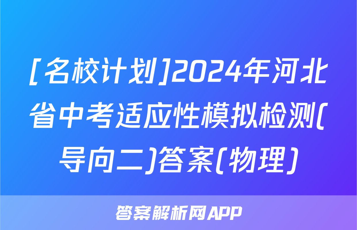 [名校计划]2024年河北省中考适应性模拟检测(导向二)答案(物理)