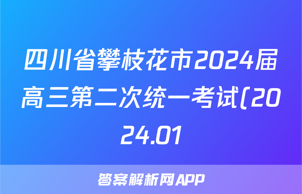 四川省攀枝花市2024届高三第二次统一考试(2024.01)文科数学答案