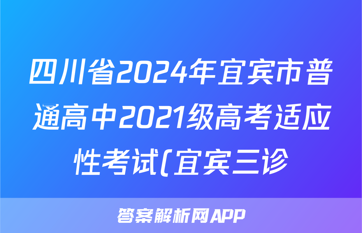 四川省2024年宜宾市普通高中2021级高考适应性考试(宜宾三诊)答案(数学)