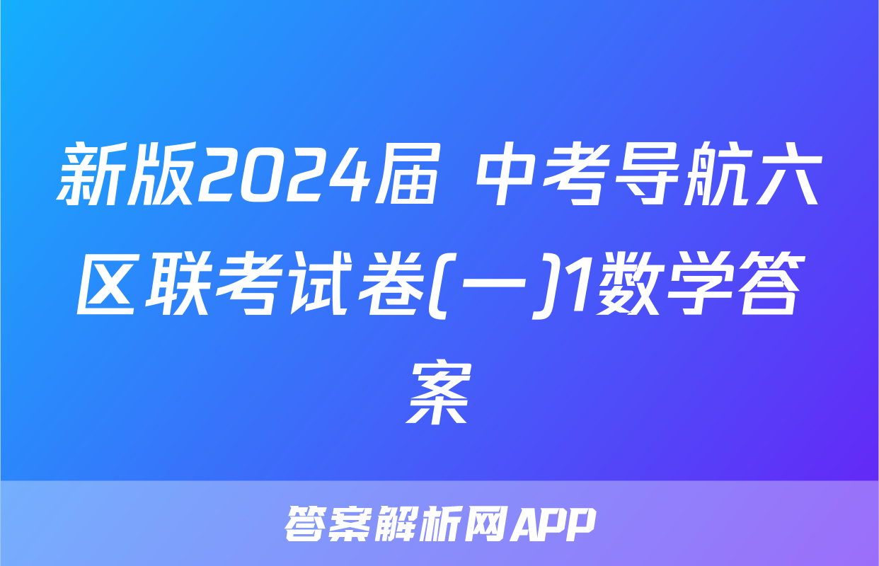 新版2024届 中考导航六区联考试卷(一)1数学答案
