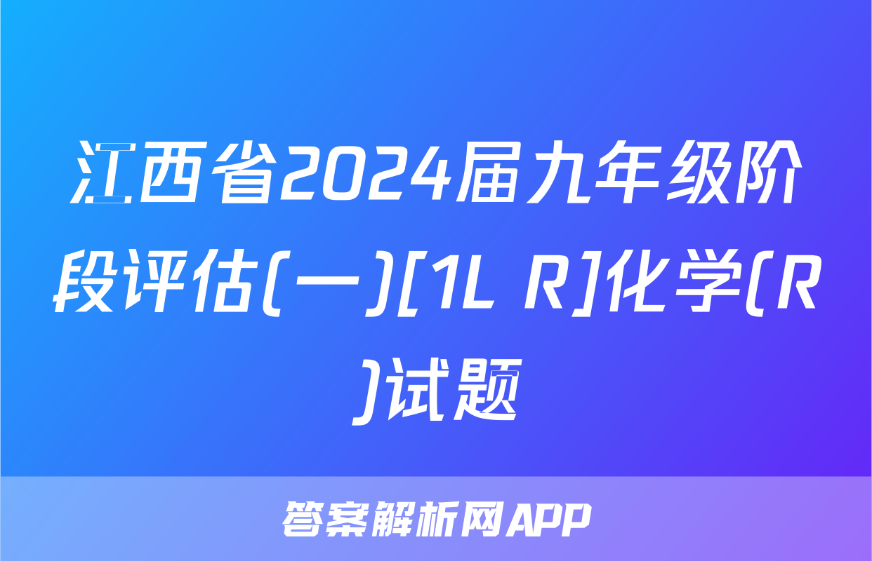 江西省2024届九年级阶段评估(一)[1L R]化学(R)试题