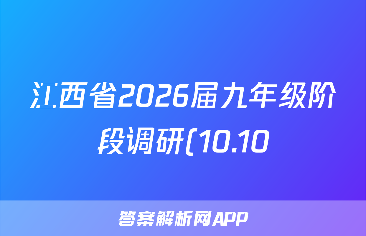 江西省2026届九年级阶段调研(10.10)物理试题