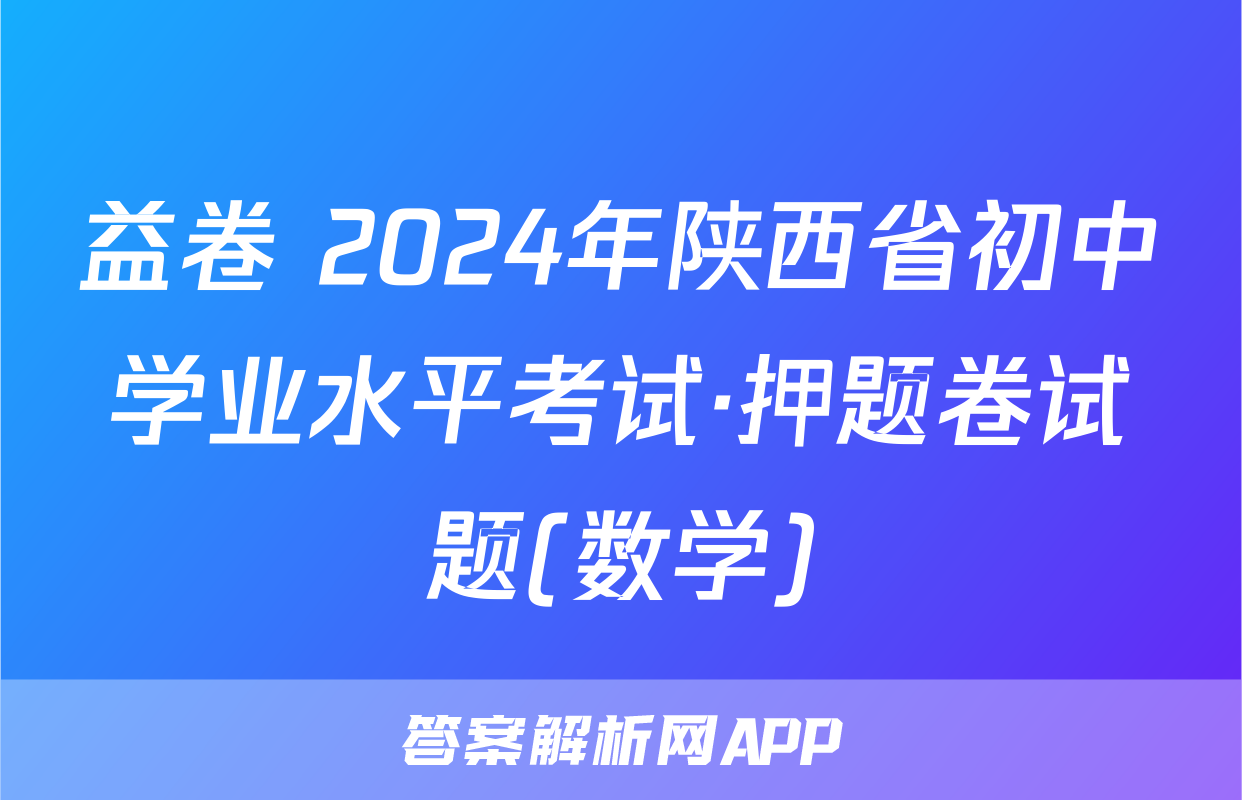 益卷 2024年陕西省初中学业水平考试·押题卷试题(数学)