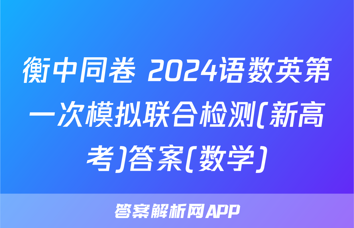 衡中同卷 2024语数英第一次模拟联合检测(新高考)答案(数学)
