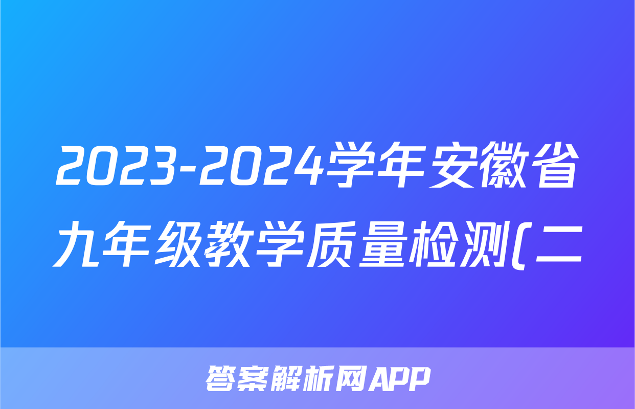 2023-2024学年安徽省九年级教学质量检测(二)政治答案