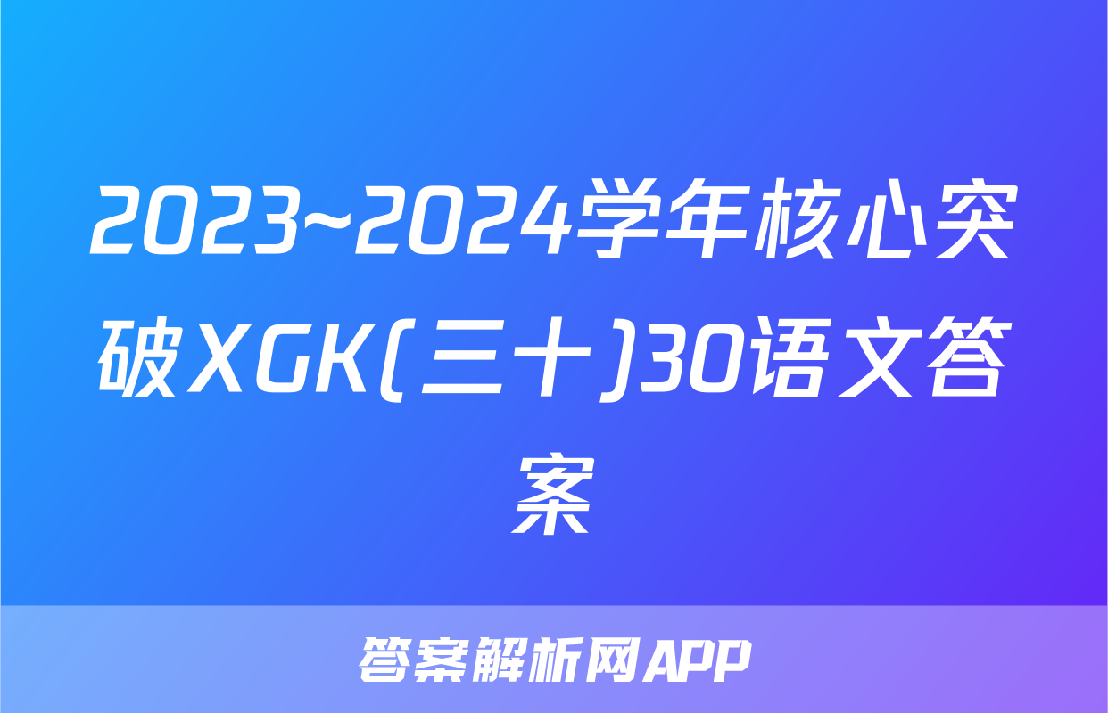 2023~2024学年核心突破XGK(三十)30语文答案