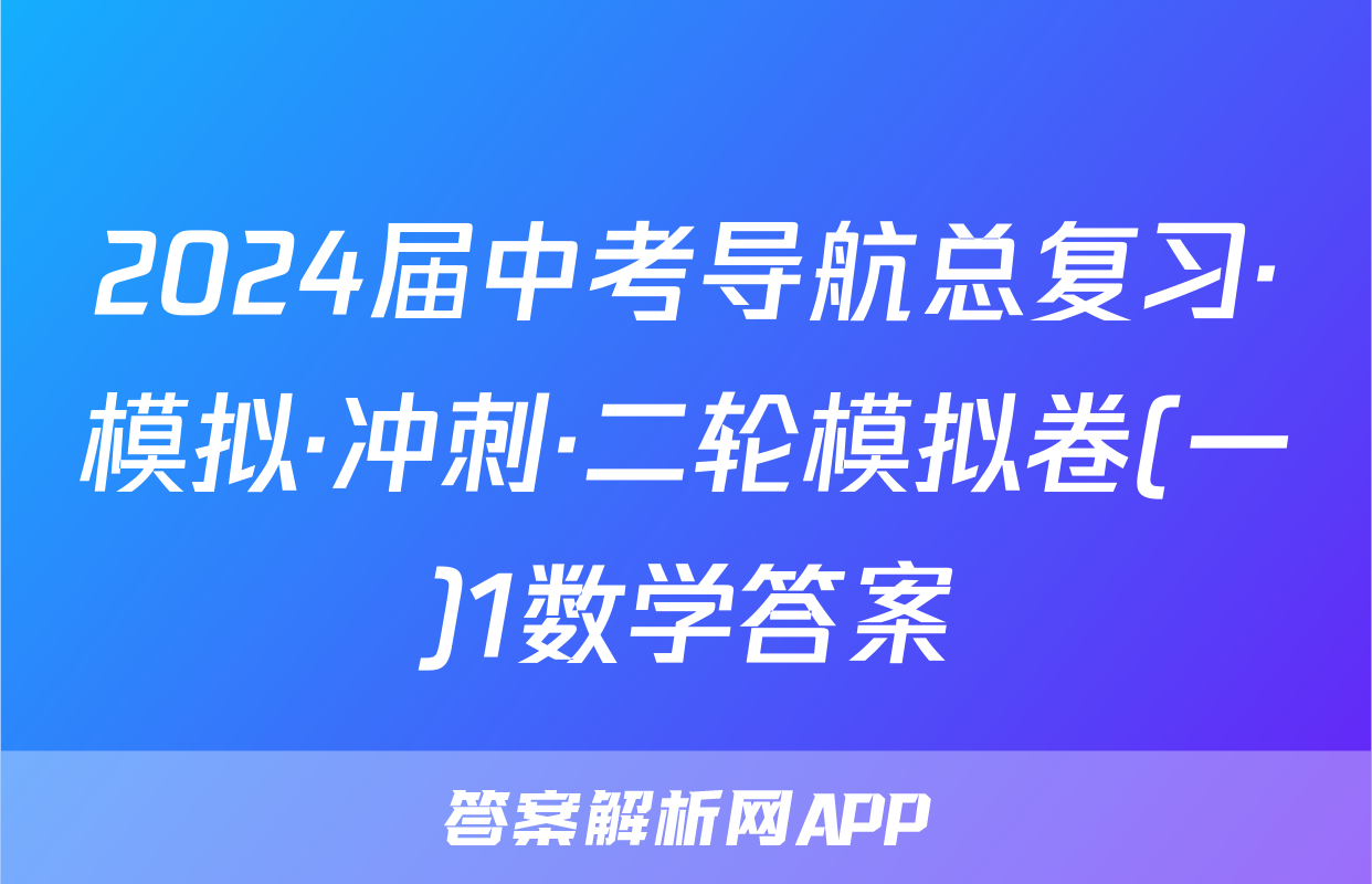 2024届中考导航总复习·模拟·冲刺·二轮模拟卷(一)1数学答案