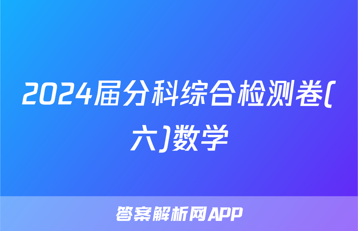 2024届分科综合检测卷(六)数学