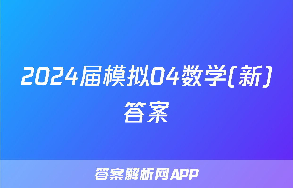 2024届模拟04数学(新)答案