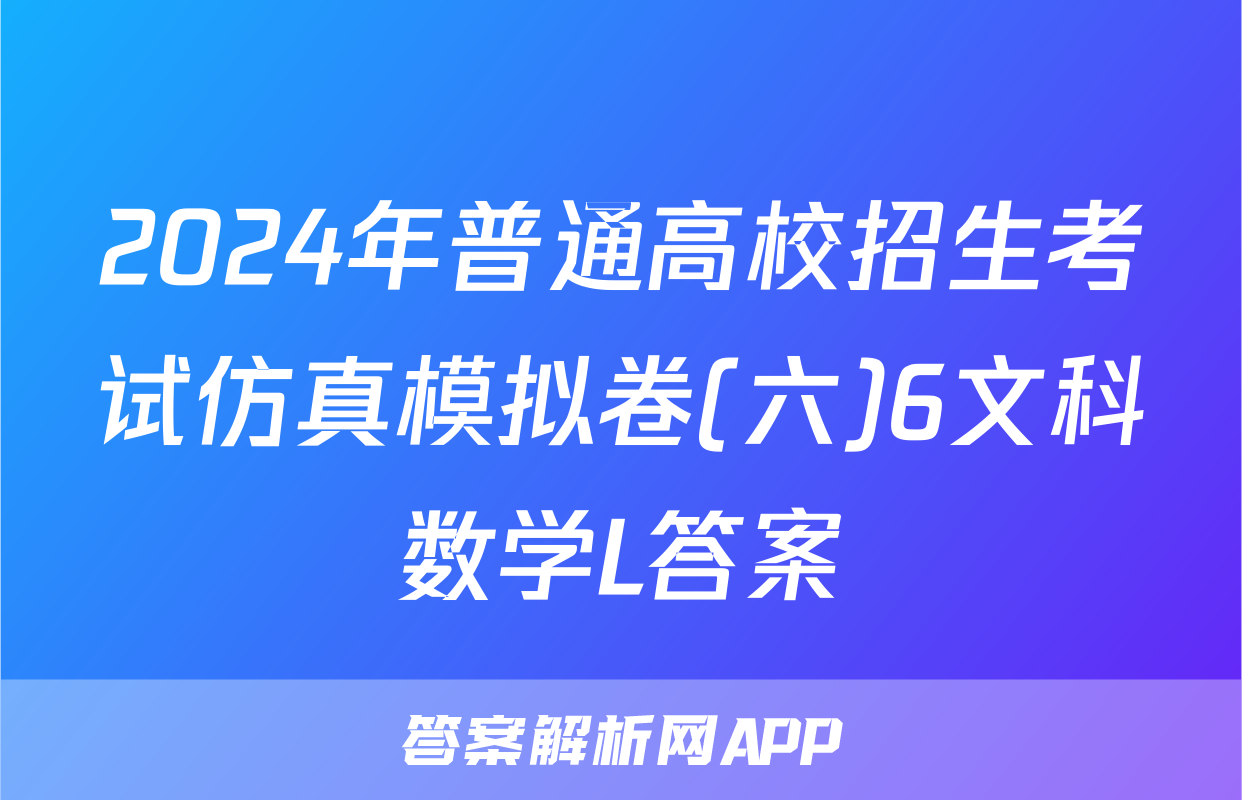 2024年普通高校招生考试仿真模拟卷(六)6文科数学L答案