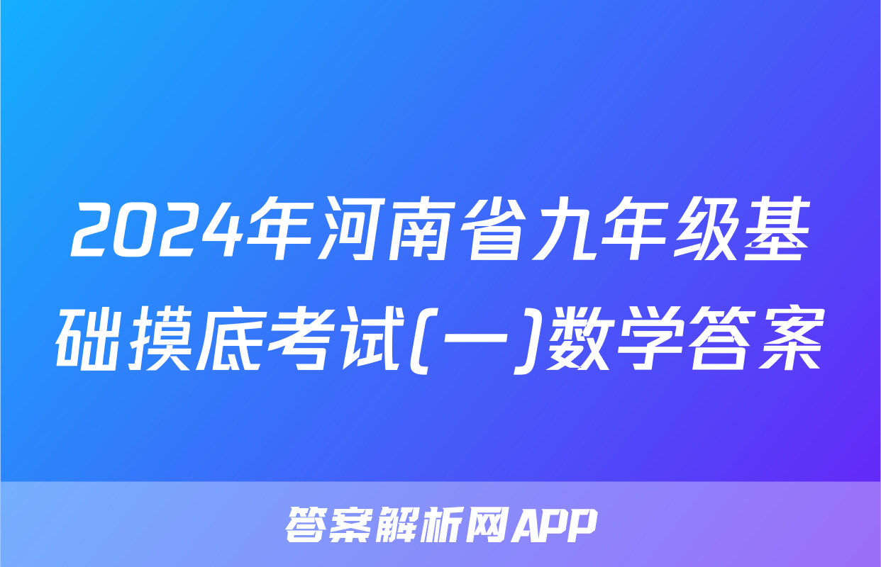2024年河南省九年级基础摸底考试(一)数学答案