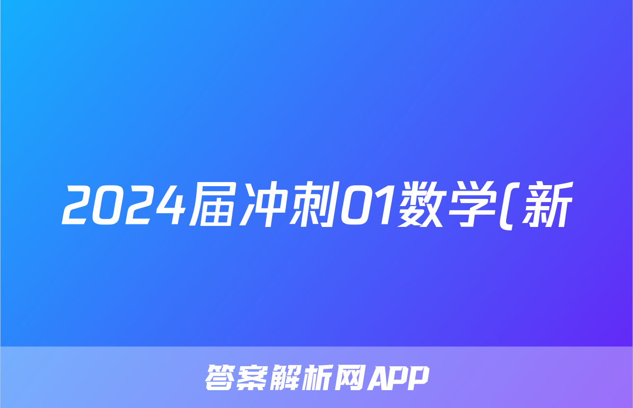 2024届冲刺01数学(新)答案