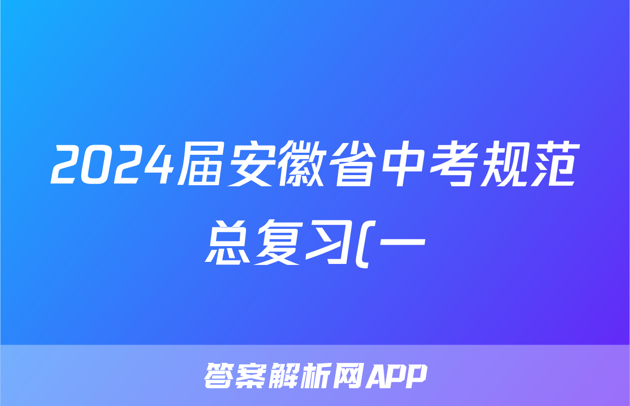 2024届安徽省中考规范总复习(一)1化学答案