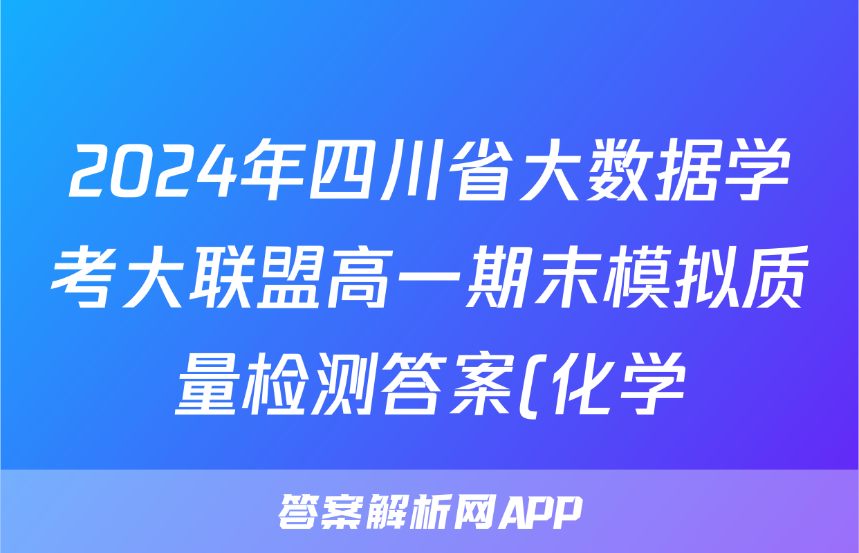 2024年四川省大数据学考大联盟高一期末模拟质量检测答案(化学)