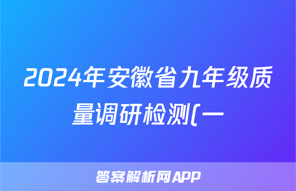 2024年安徽省九年级质量调研检测(一)1英语试题
