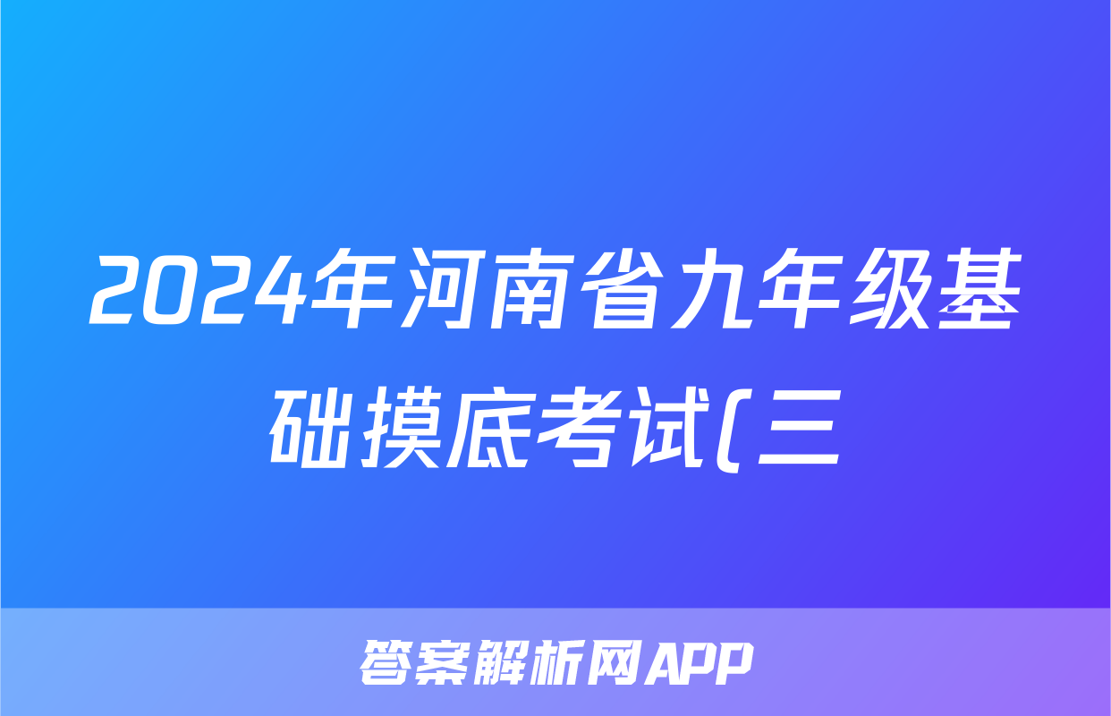 2024年河南省九年级基础摸底考试(三)理数试题