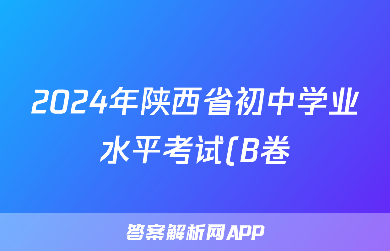 2024年陕西省初中学业水平考试(B卷)答案(历史)