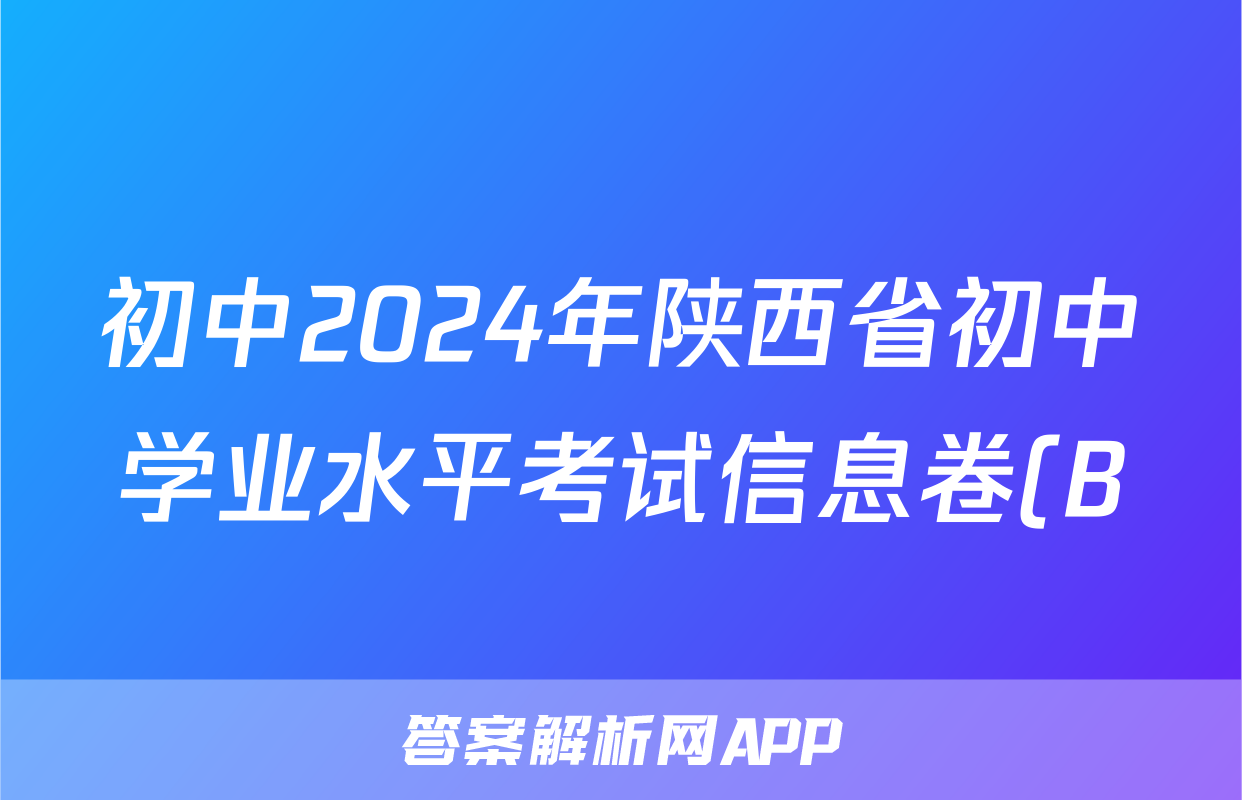 初中2024年陕西省初中学业水平考试信息卷(B)答案(化学)