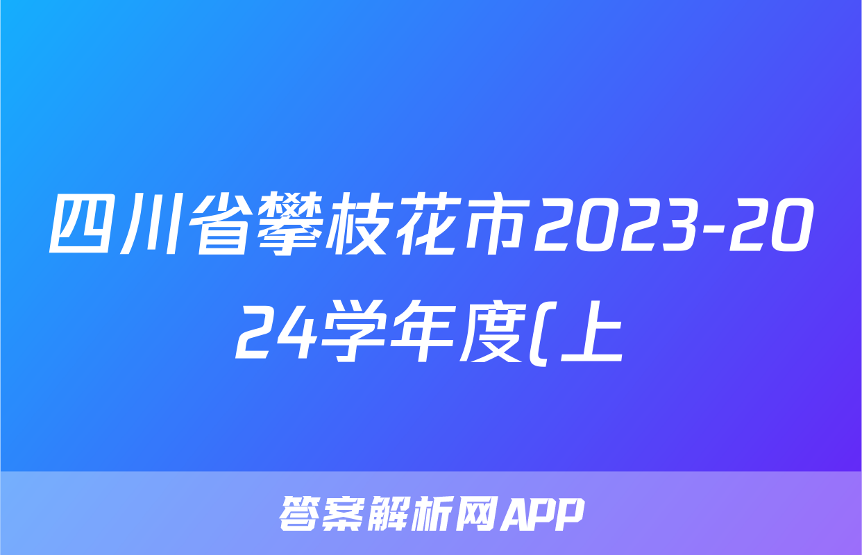 四川省攀枝花市2023-2024学年度(上)高二普通高中教学质量监测(2024.1)地理答案