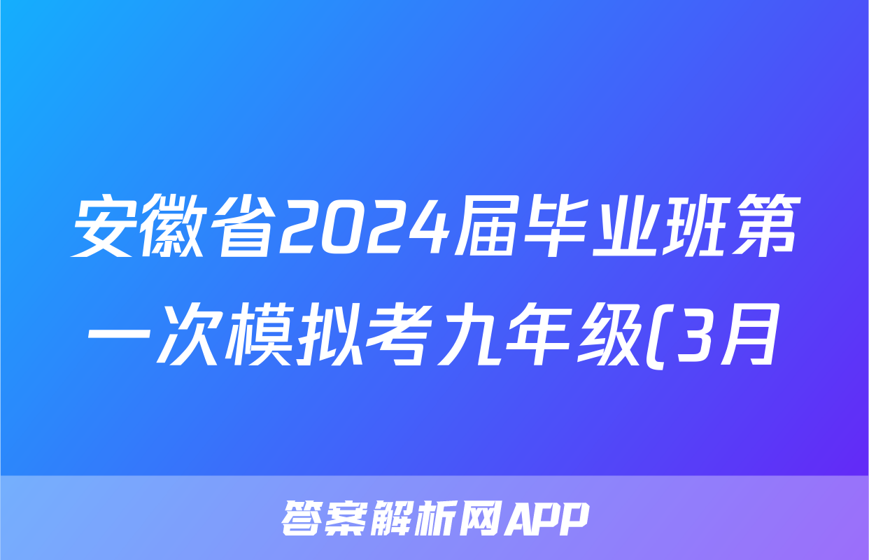 安徽省2024届毕业班第一次模拟考九年级(3月)化学答案