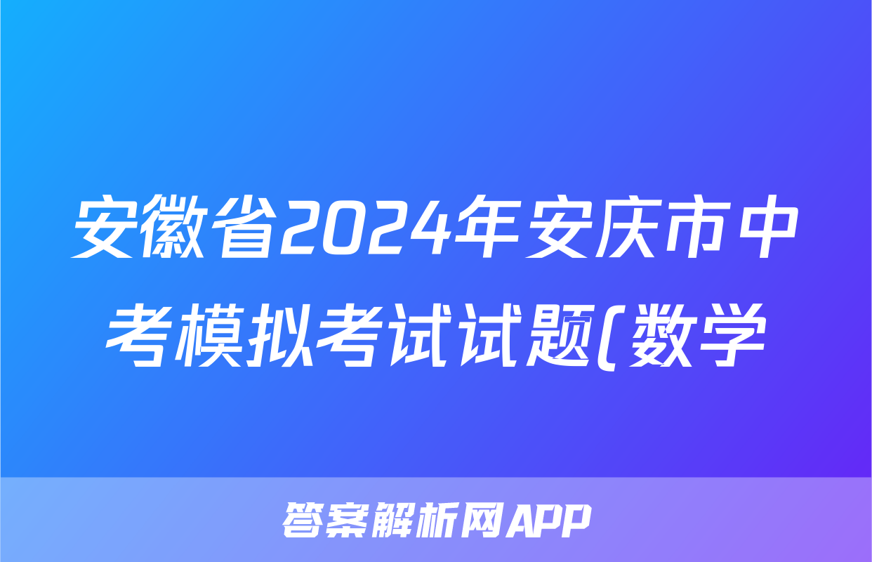 安徽省2024年安庆市中考模拟考试试题(数学)