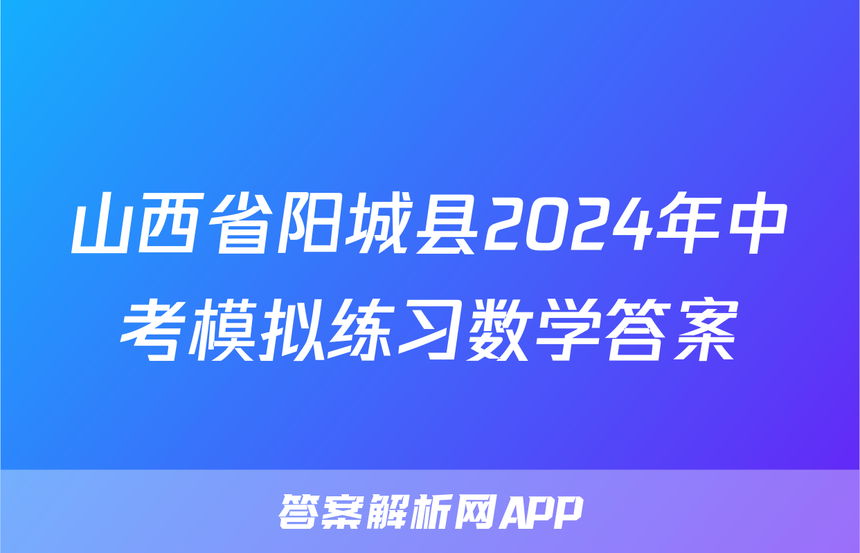 山西省阳城县2024年中考模拟练习数学答案