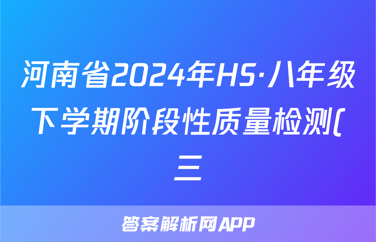 河南省2024年HS·八年级下学期阶段性质量检测(三)3答案(数学)