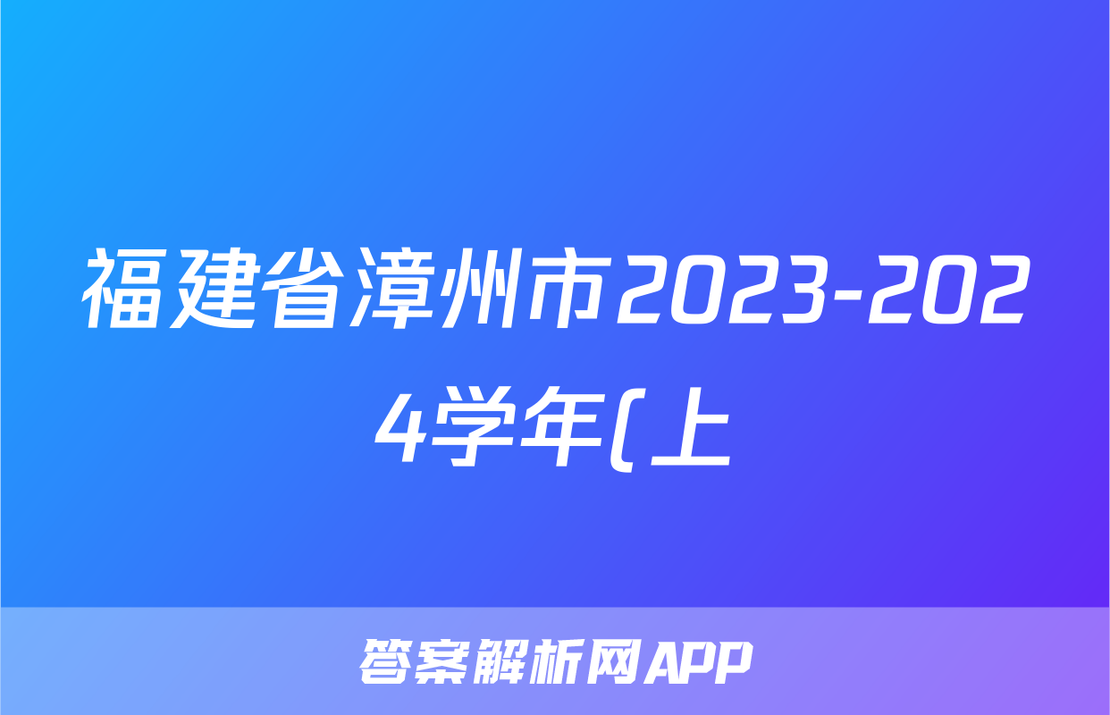 福建省漳州市2023-2024学年(上)高一期末高中教学质量检测数学答案