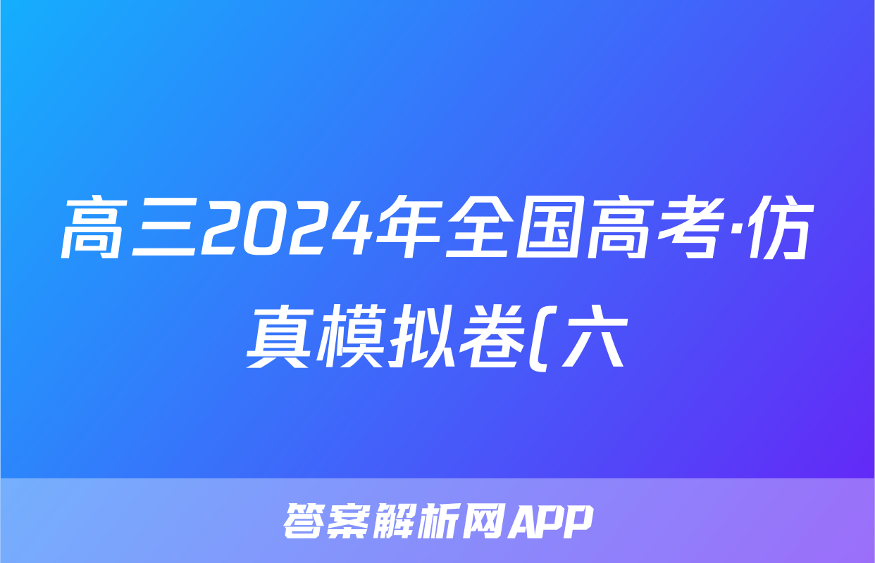 高三2024年全国高考·仿真模拟卷(六)6政治AN答案